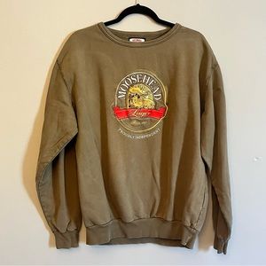 Vintage Green Moosehead Embroidered Crewneck Pullover Sweatshirt